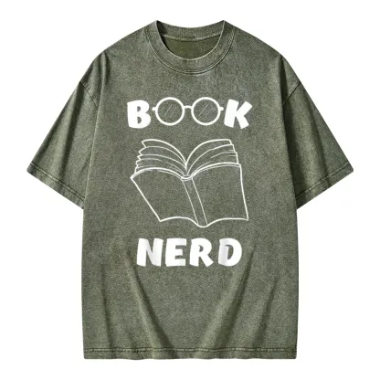 Pagewings Book Nerd Funny Book Unisex Washed T-shirt