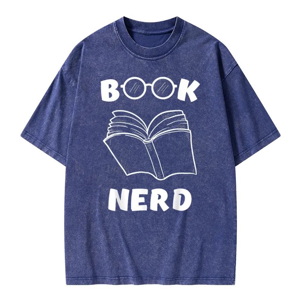 Pagewings Book Nerd Funny Book Unisex Washed T-shirt