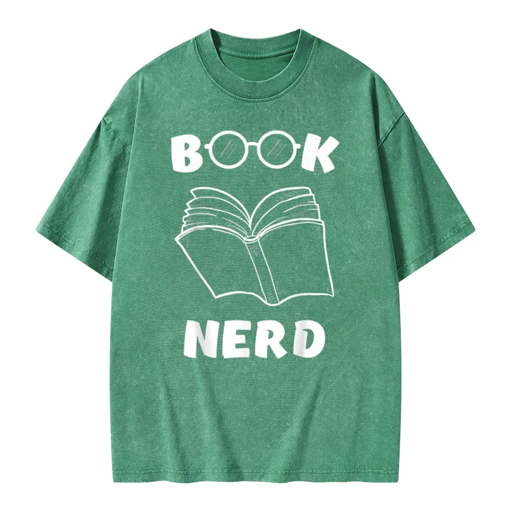 Pagewings Book Nerd Funny Book Unisex Washed T-shirt