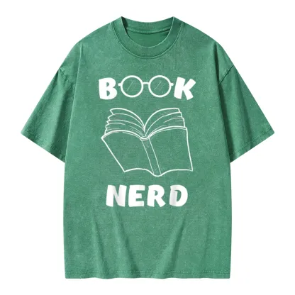 Pagewings Book Nerd Funny Book Unisex Washed T-shirt