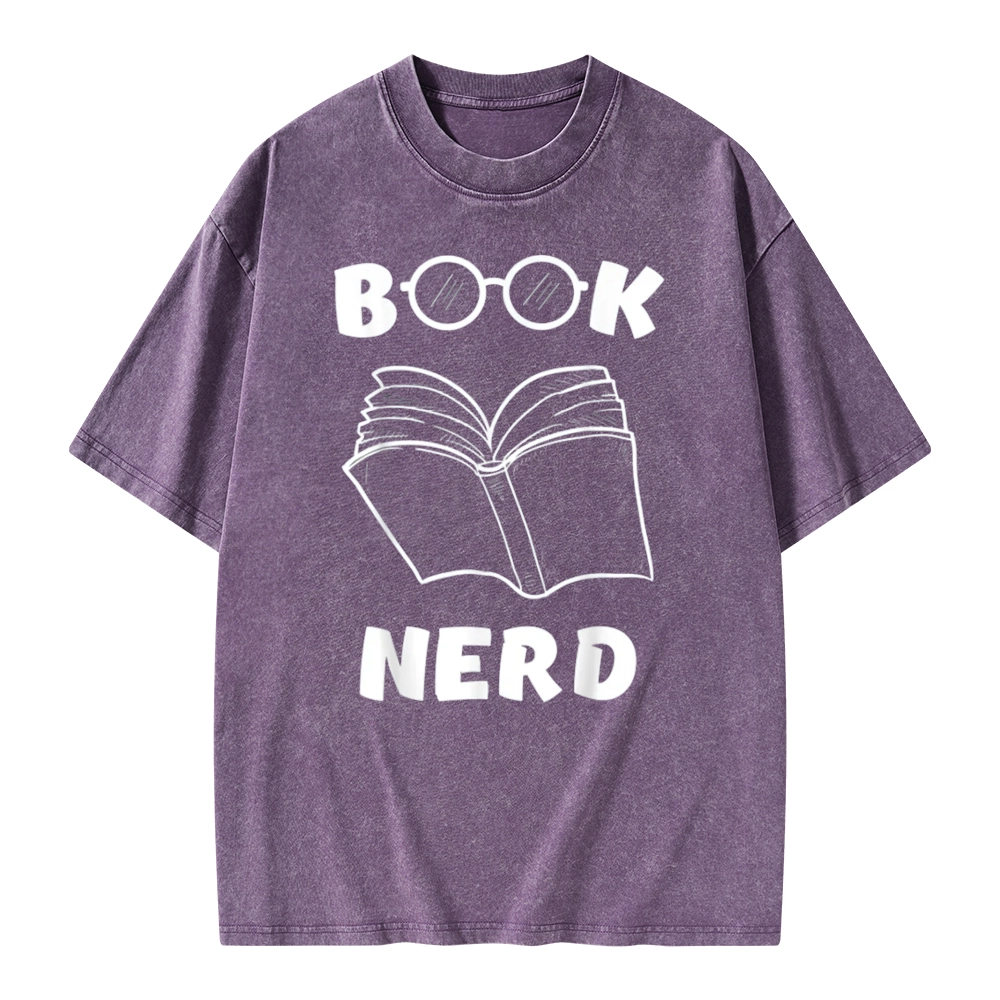 Pagewings Book Nerd Funny Book Unisex Washed T-shirt