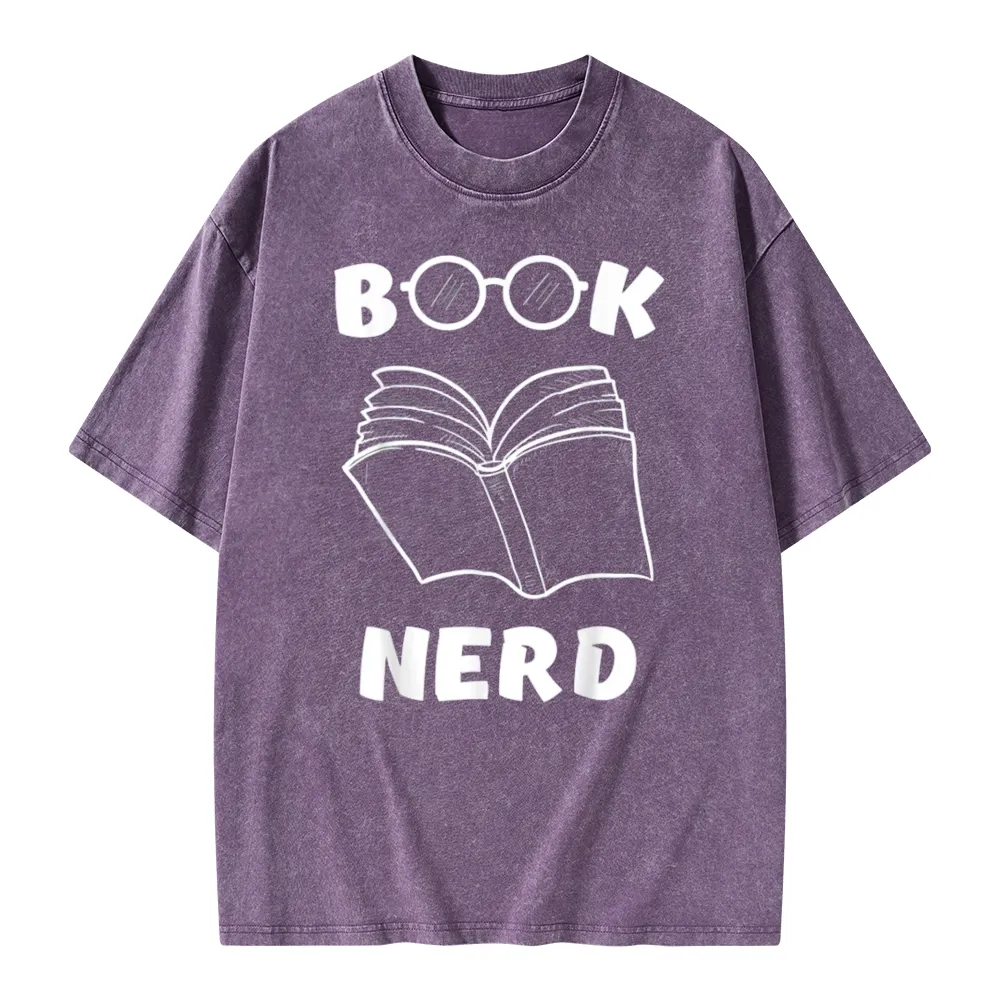 Pagewings Book Nerd Funny Book Unisex Washed T-shirt