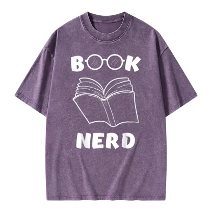 Pagewings Book Nerd Funny Book Unisex Washed T-shirt