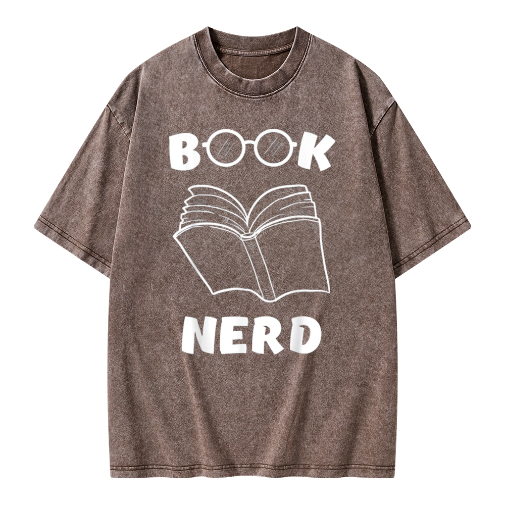 Pagewings Book Nerd Funny Book Unisex Washed T-shirt