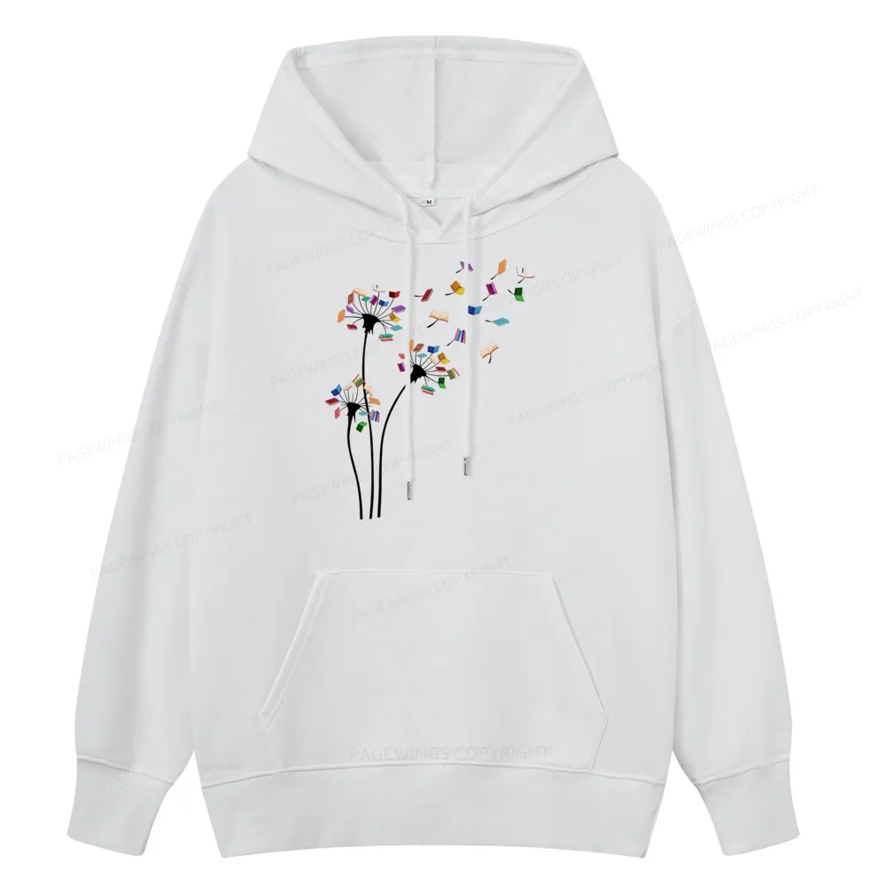 Pagewings Cute Dandelion Books Flower Fly Unisex Classic Hoodie