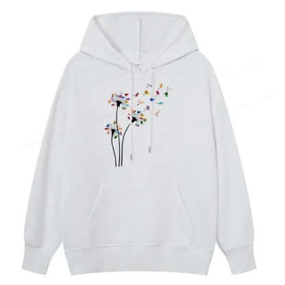 Pagewings Cute Dandelion Books Flower Fly Unisex Classic Hoodie