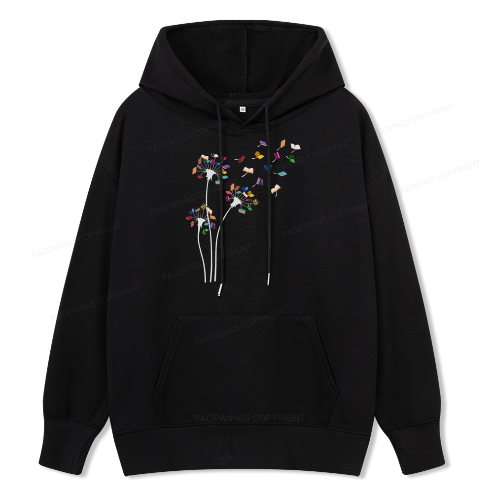 Pagewings Cute Dandelion Books Flower Fly Unisex Classic Hoodie