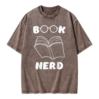 Pagewings Book Nerd Funny Book Unisex Washed T-shirt