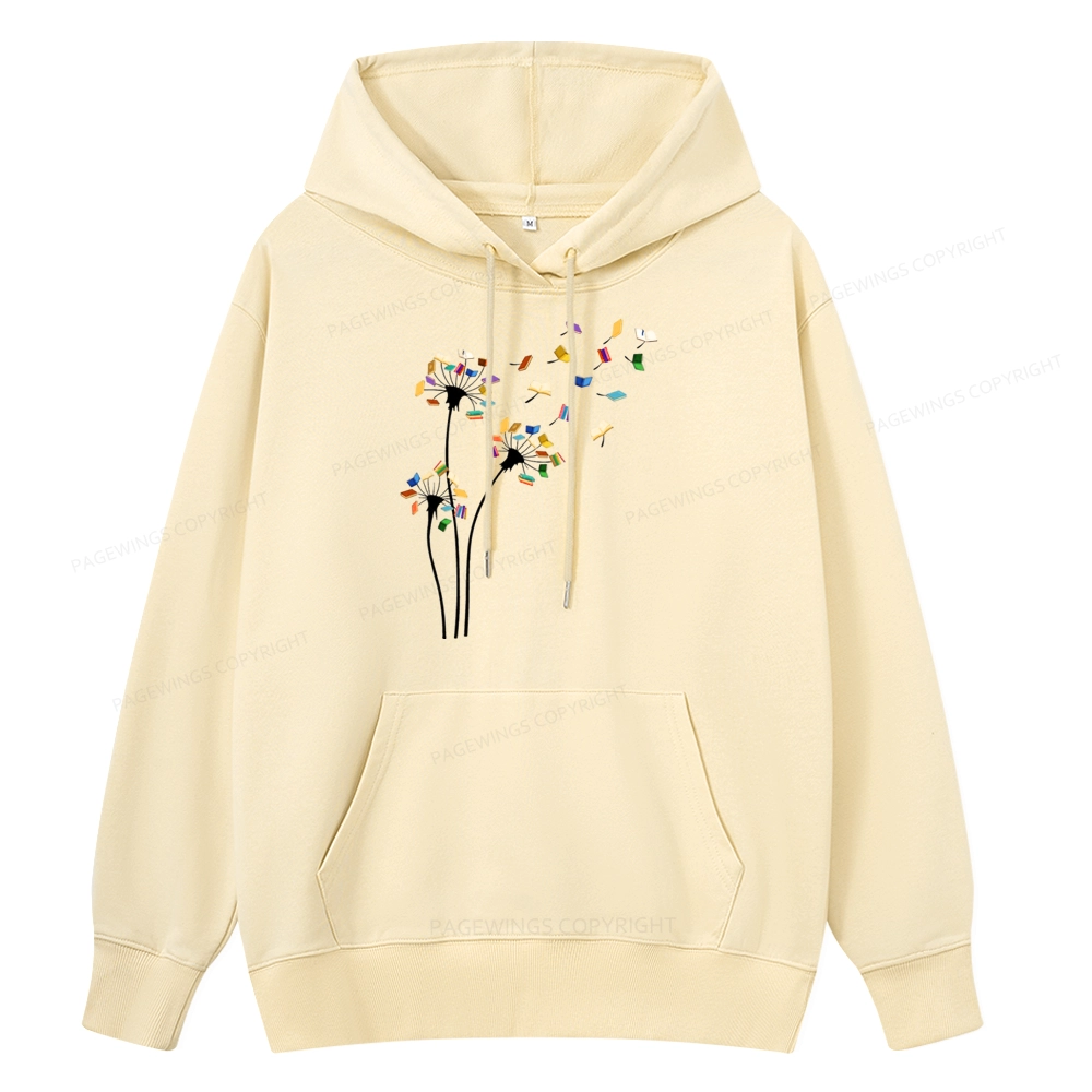 Pagewings Cute Dandelion Books Flower Fly Unisex Classic Hoodie