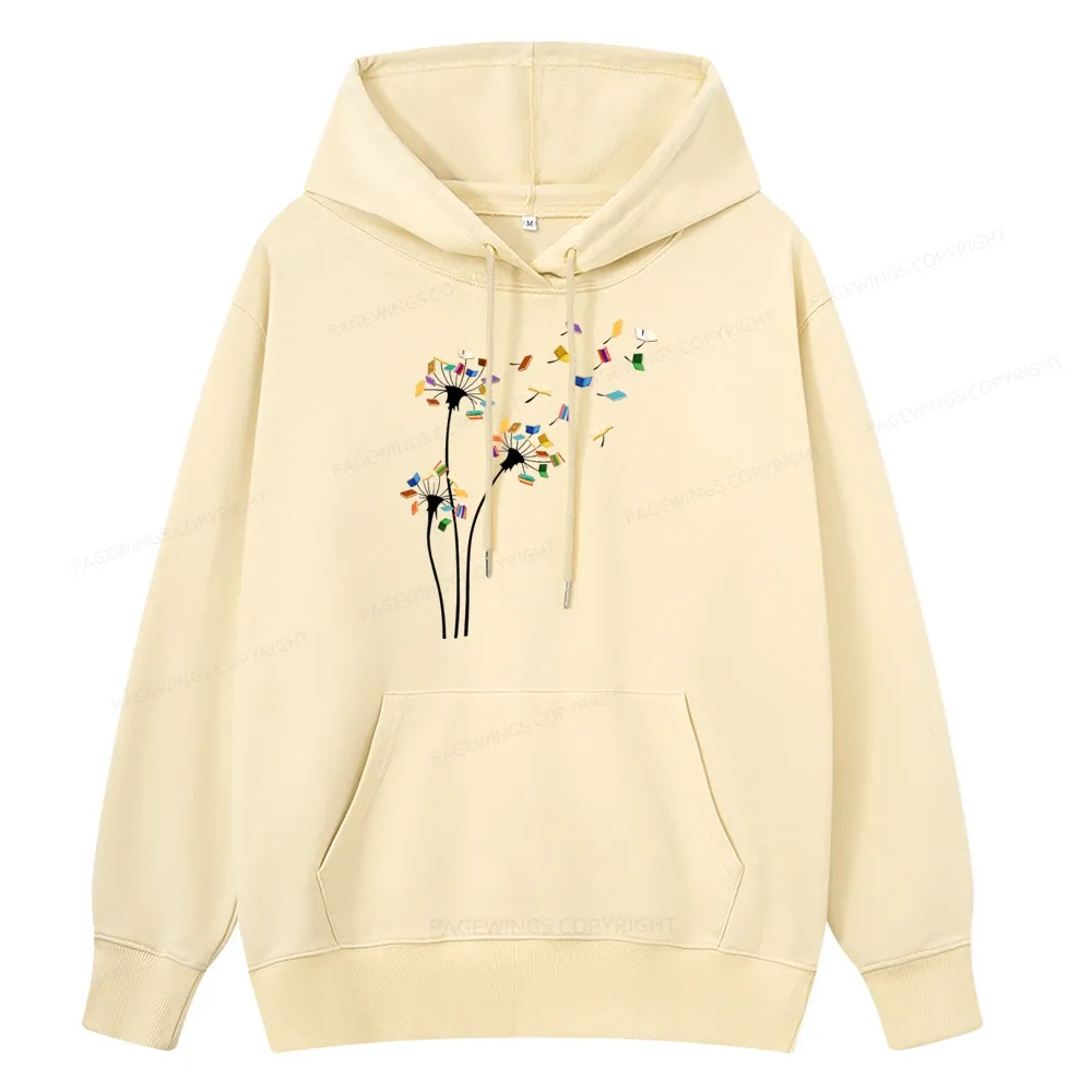 Pagewings Cute Dandelion Books Flower Fly Unisex Classic Hoodie