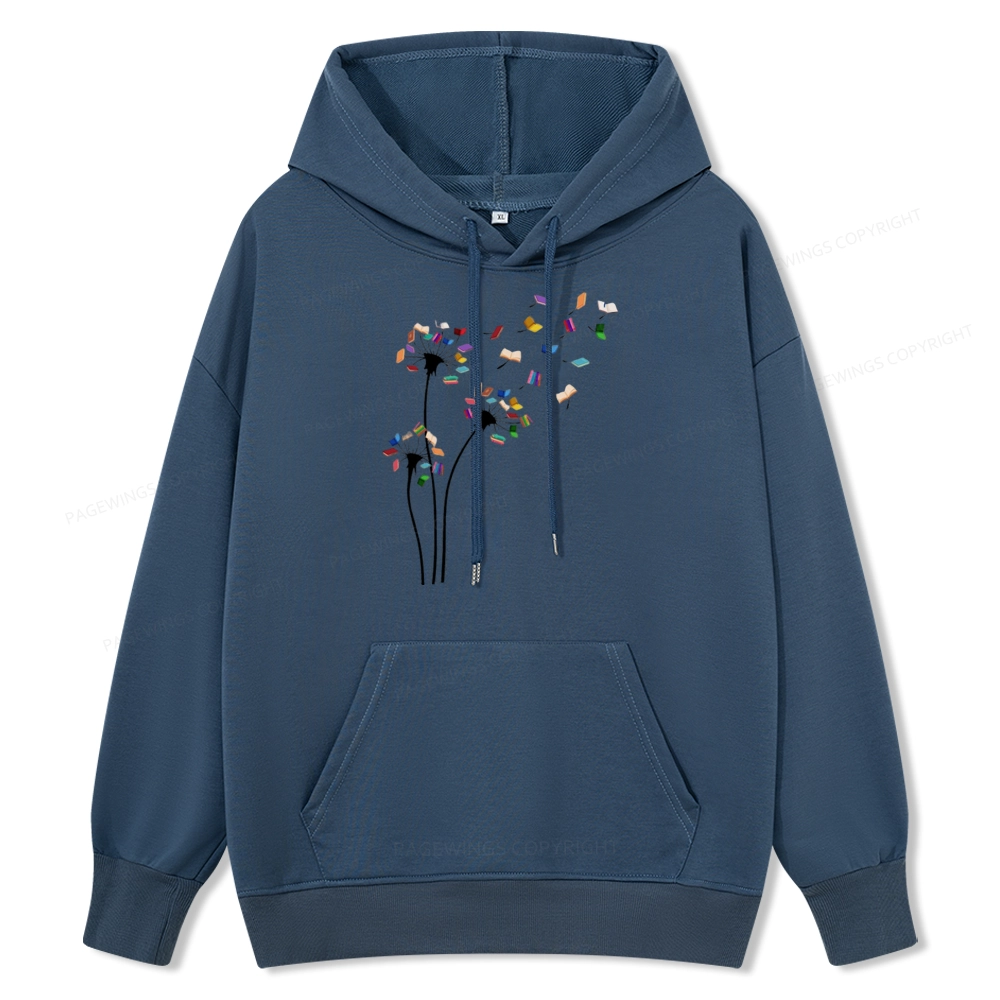Pagewings Cute Dandelion Books Flower Fly Unisex Classic Hoodie
