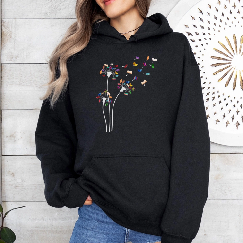 Pagewings Cute Dandelion Books Flower Fly Unisex Classic Hoodie