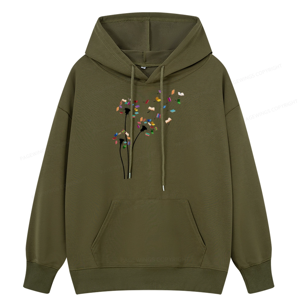 Pagewings Cute Dandelion Books Flower Fly Unisex Classic Hoodie