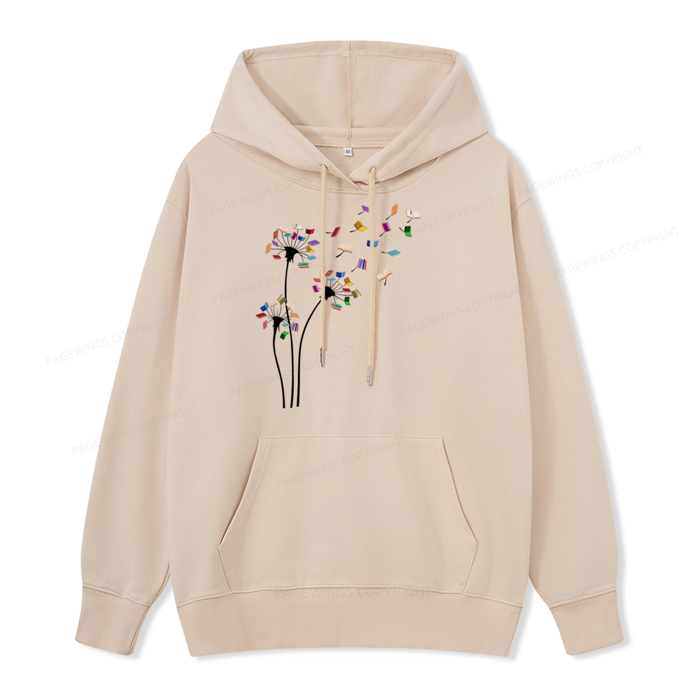 Pagewings Cute Dandelion Books Flower Fly Unisex Classic Hoodie