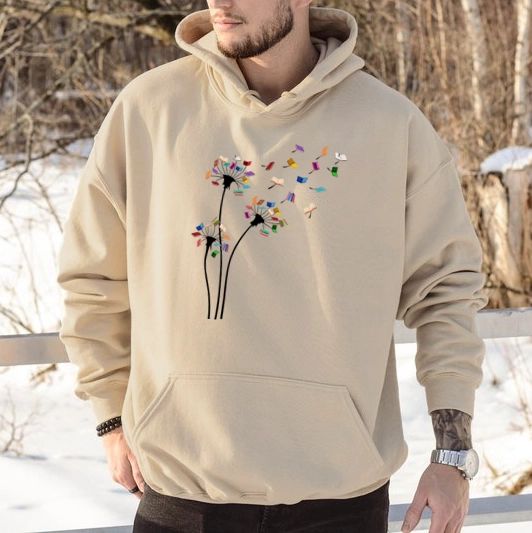 Pagewings Cute Dandelion Books Flower Fly Unisex Classic Hoodie