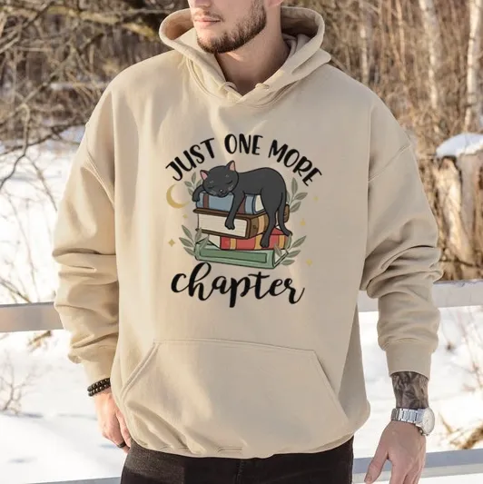 Pagewings Just One More Chapter Adorable Cat Unisex Classic Hoodie