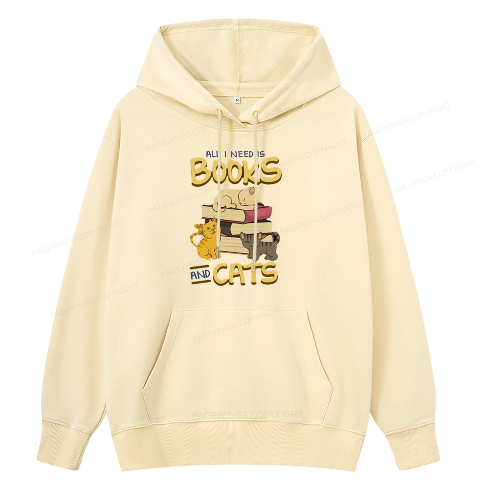 Pagewings All I Need Is Books And Cats Unisex Classic Hoodie