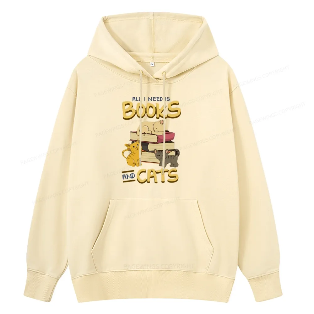 Pagewings All I Need Is Books And Cats Unisex Classic Hoodie