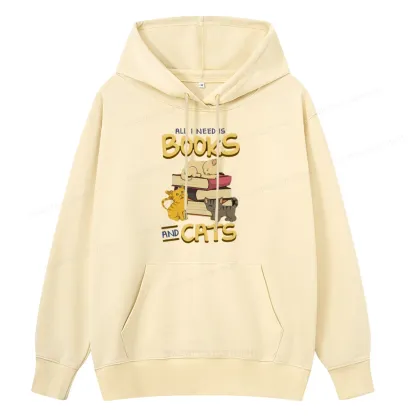 Pagewings All I Need Is Books And Cats Unisex Classic Hoodie
