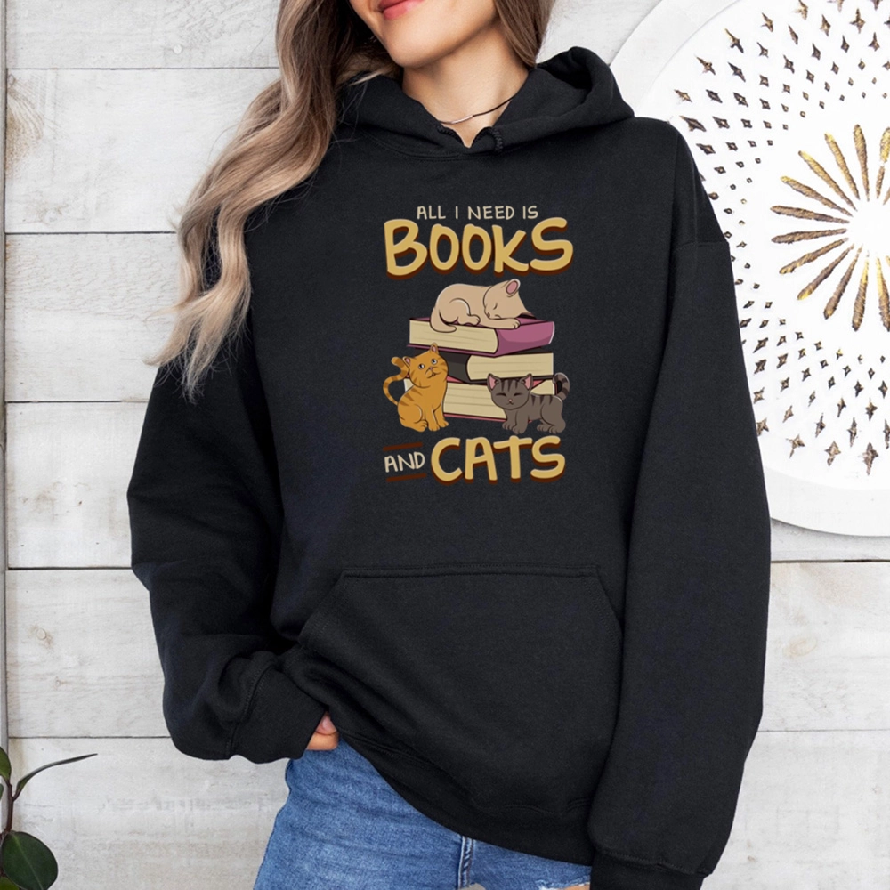 Pagewings All I Need Is Books And Cats Unisex Classic Hoodie