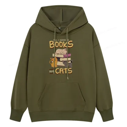 Pagewings All I Need Is Books And Cats Unisex Classic Hoodie