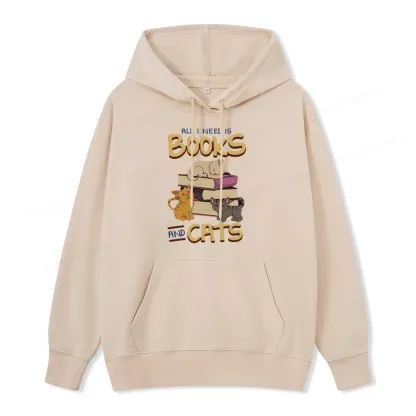 Pagewings All I Need Is Books And Cats Unisex Classic Hoodie