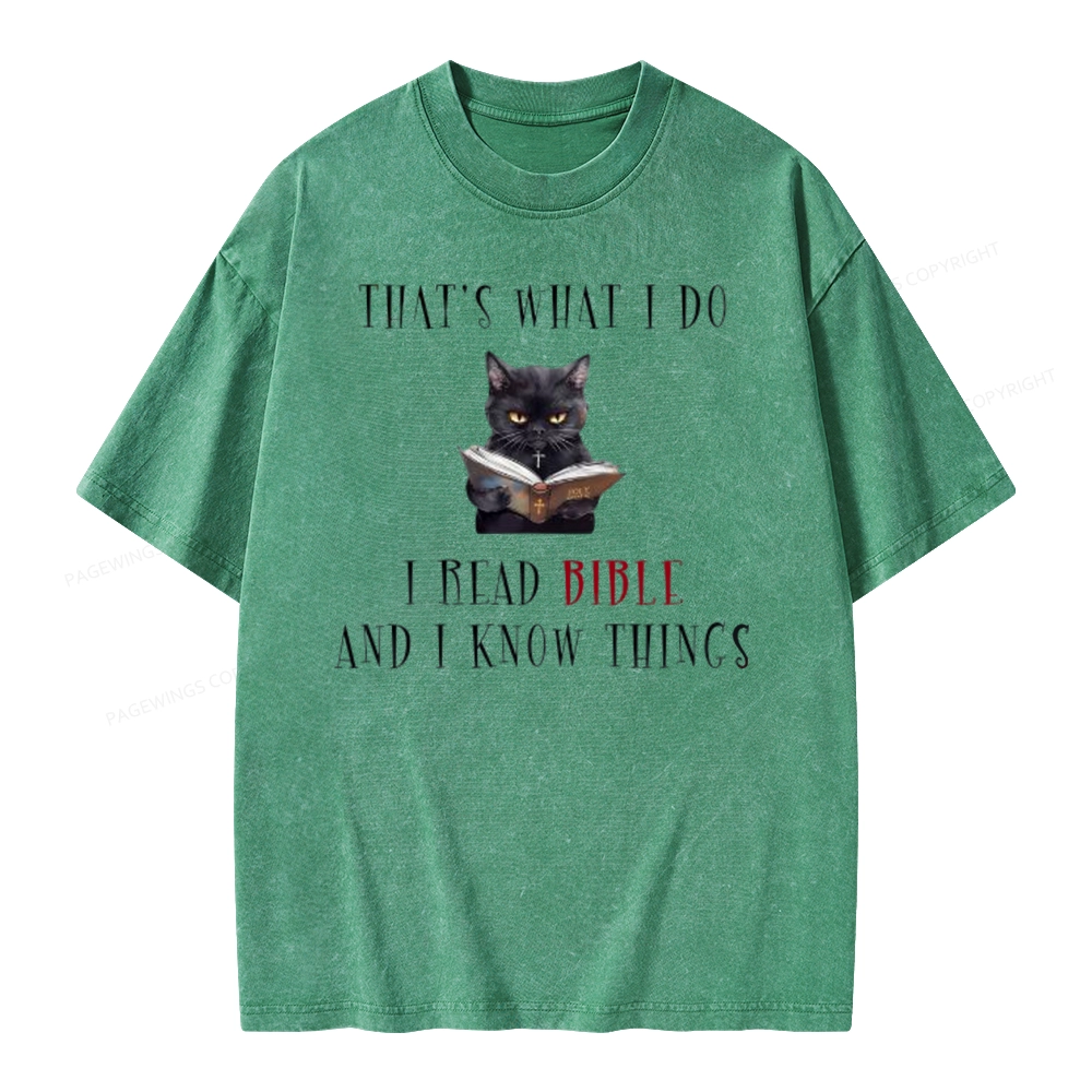 Pagewings That's What I Do I Read Bible And I Know Things Unisex Washed T-shirt