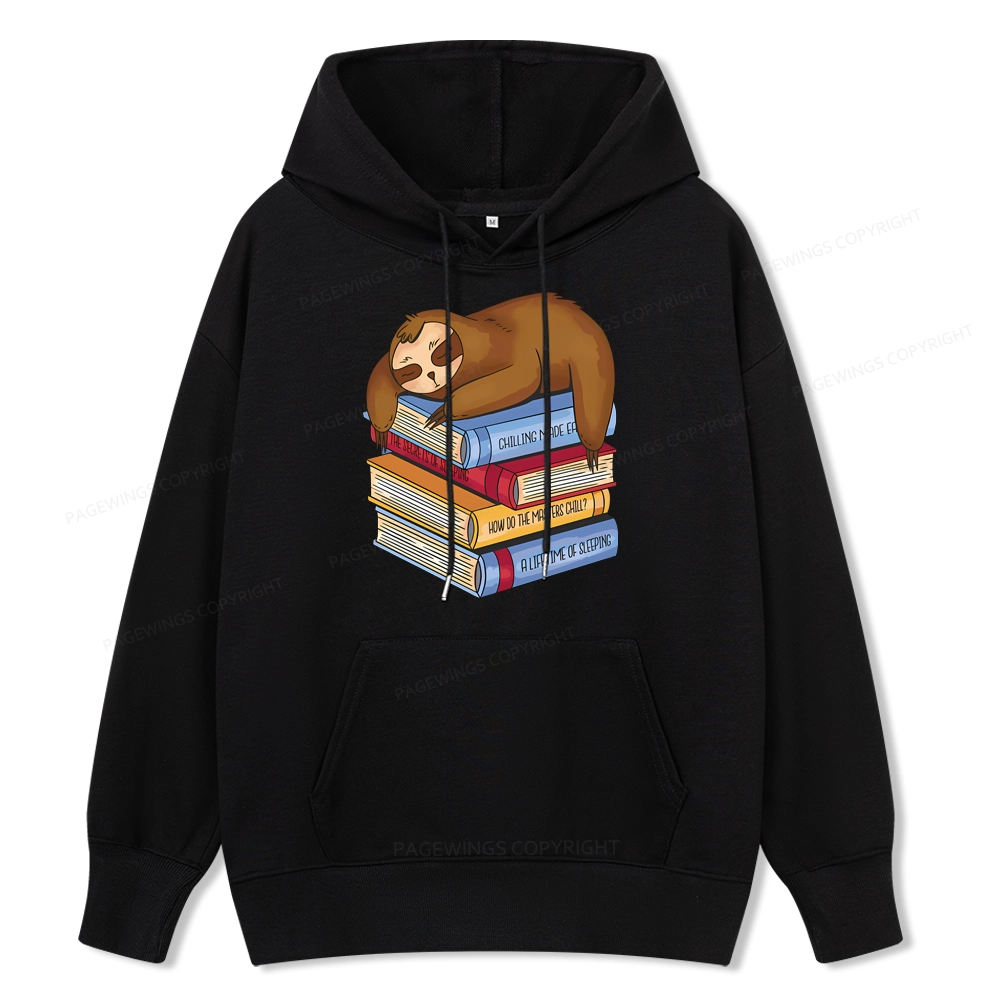 Pagewings Sloth And Book Unise Classic Hoodie