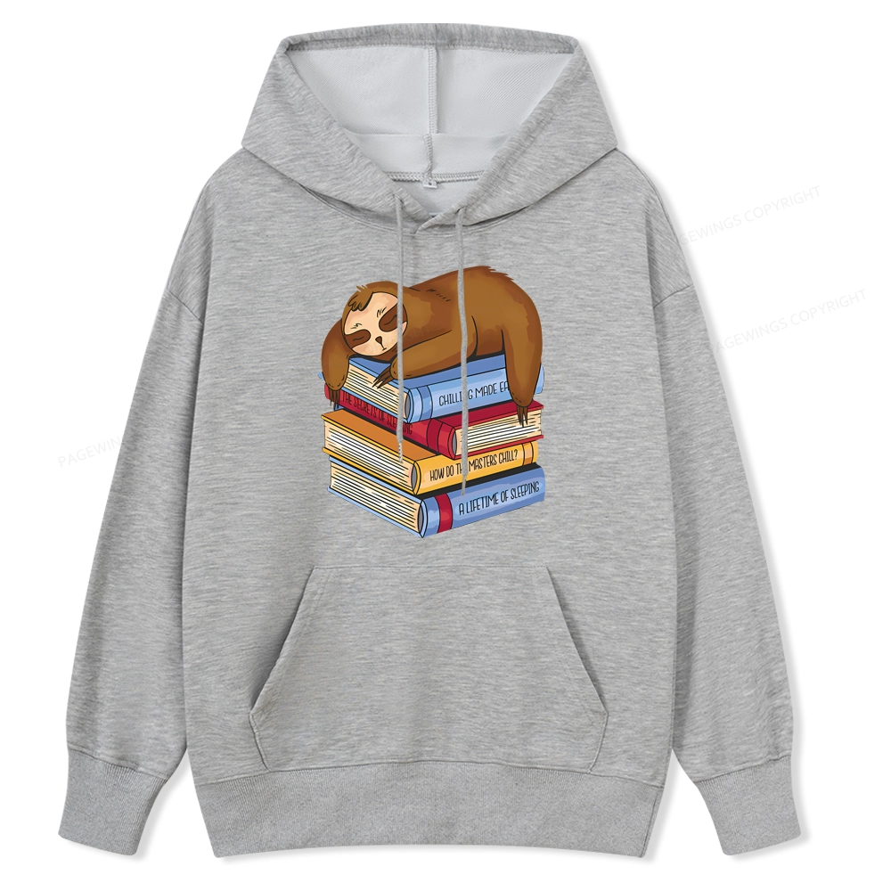Pagewings Sloth And Book Unise Classic Hoodie
