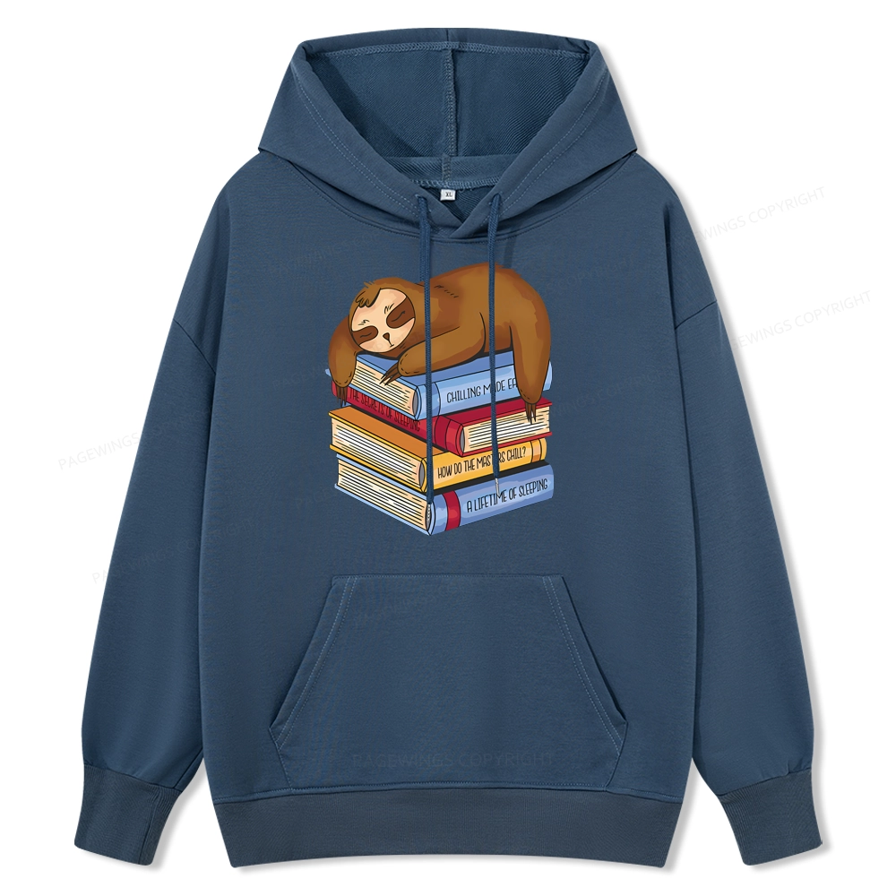 Pagewings Sloth And Book Unise Classic Hoodie