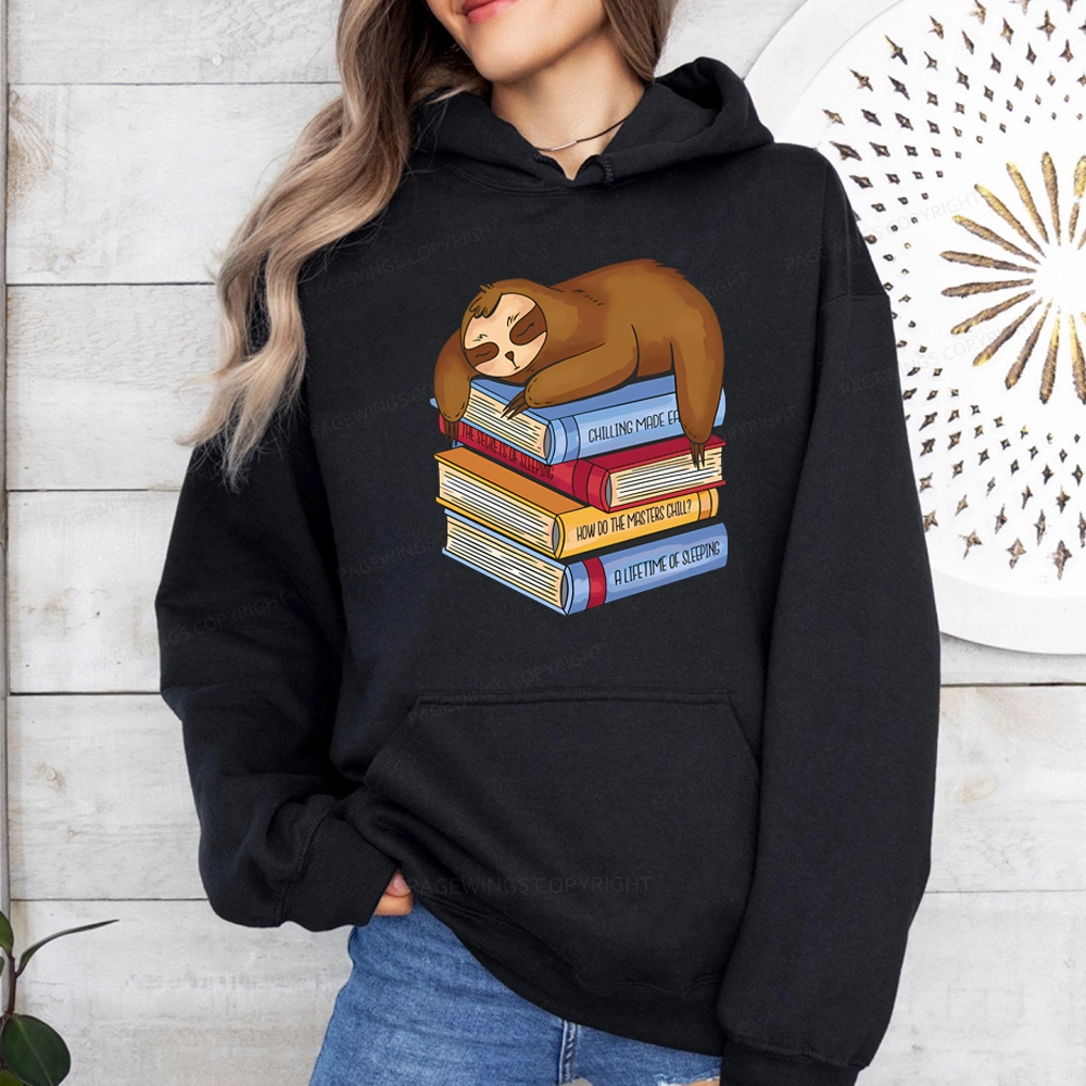 Pagewings Sloth And Book Unise Classic Hoodie