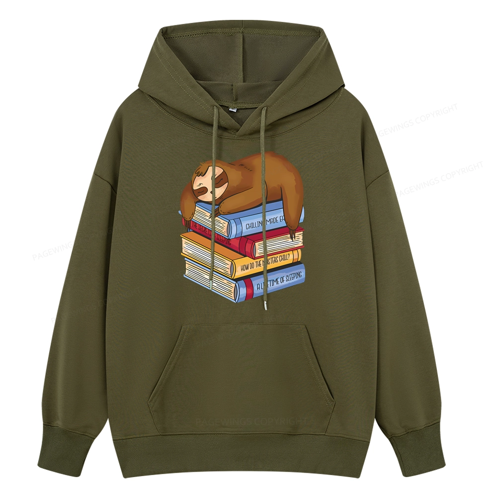 Pagewings Sloth And Book Unise Classic Hoodie
