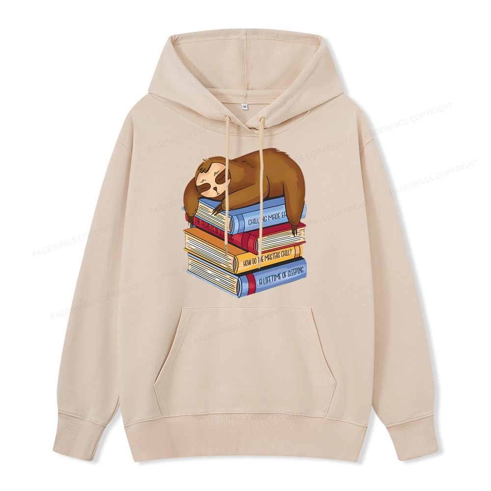 Pagewings Sloth And Book Unise Classic Hoodie