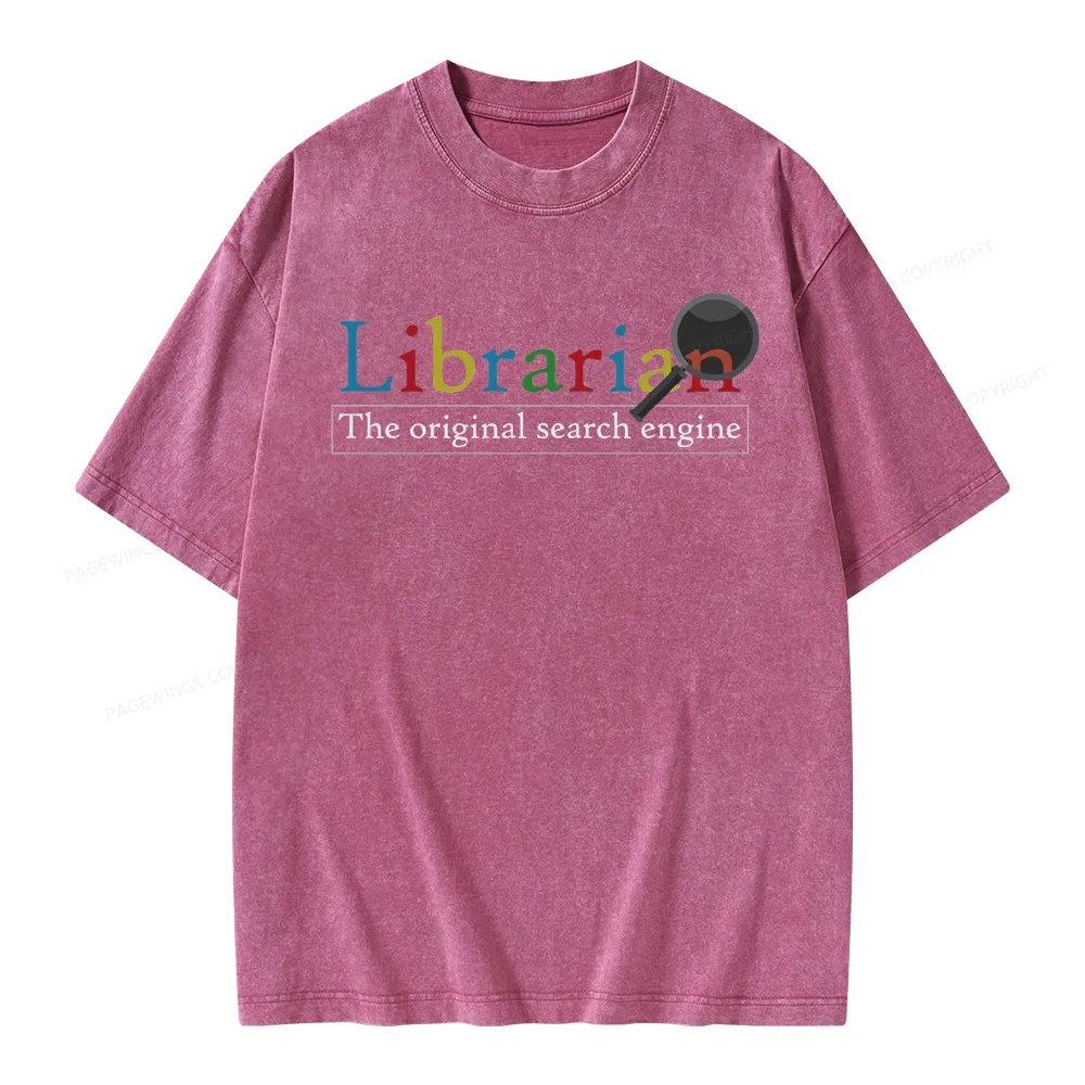 Pagewings The Original Search Engine Librarian Unisex Washed T-shirt