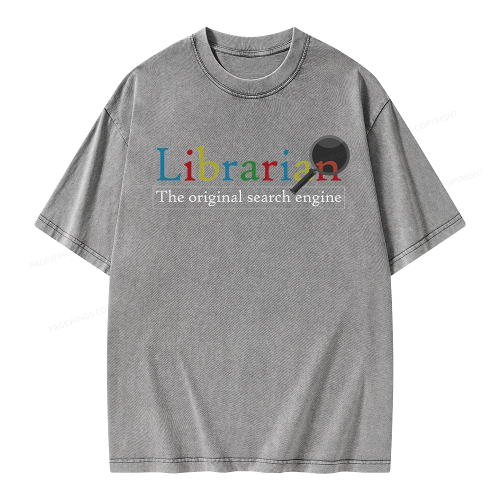 Pagewings The Original Search Engine Librarian Unisex Washed T-shirt