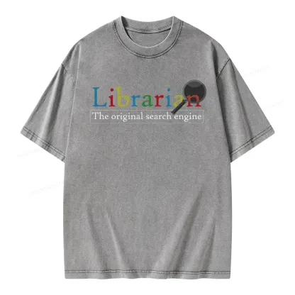 Pagewings The Original Search Engine Librarian Unisex Washed T-shirt