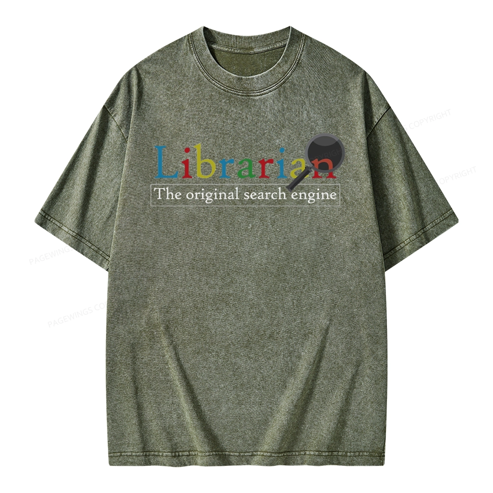 Pagewings The Original Search Engine Librarian Unisex Washed T-shirt