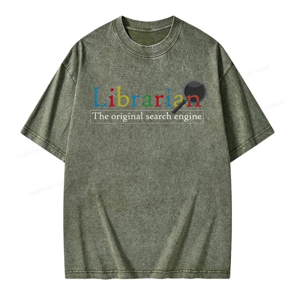 Pagewings The Original Search Engine Librarian Unisex Washed T-shirt