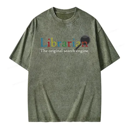 Pagewings The Original Search Engine Librarian Unisex Washed T-shirt