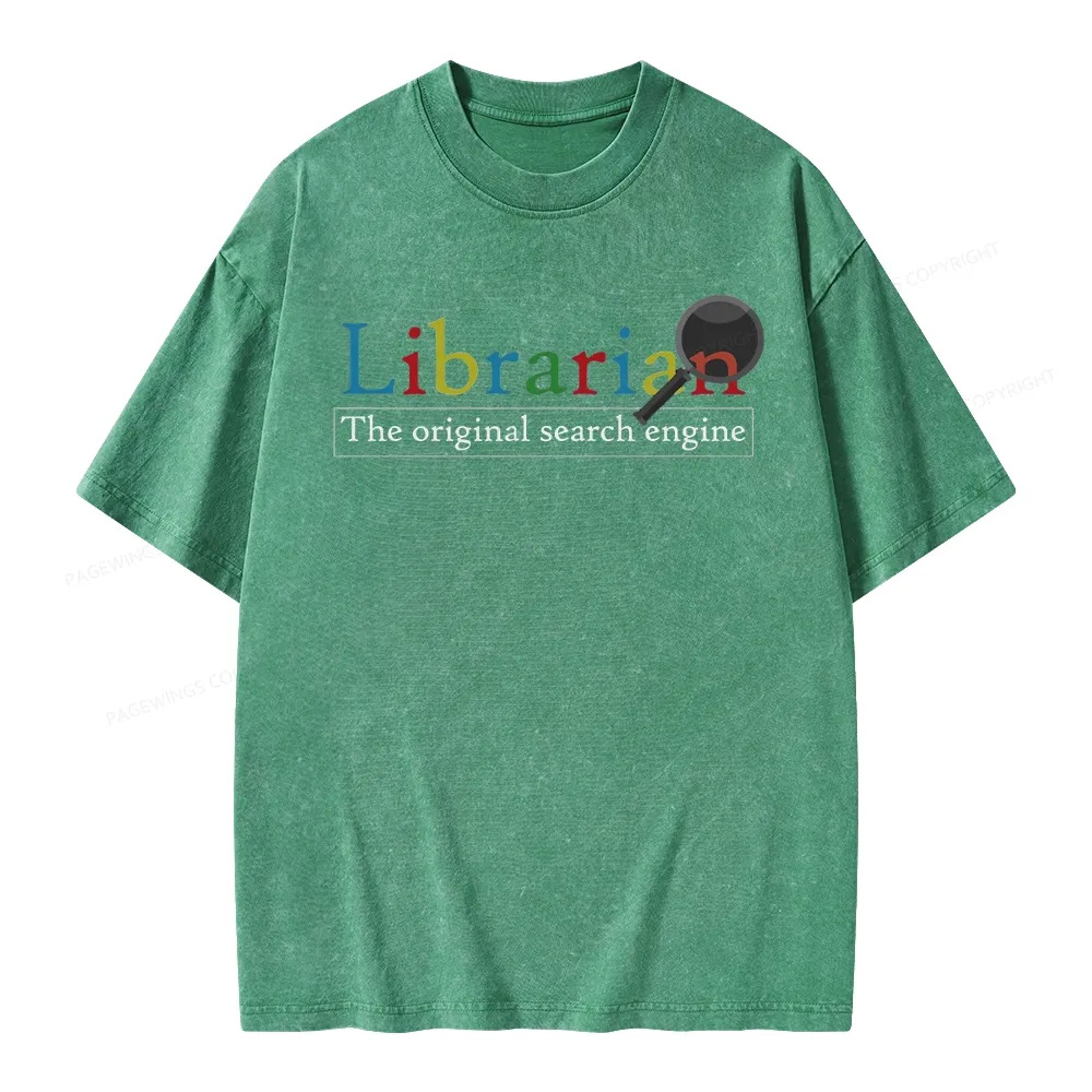 Pagewings The Original Search Engine Librarian Unisex Washed T-shirt