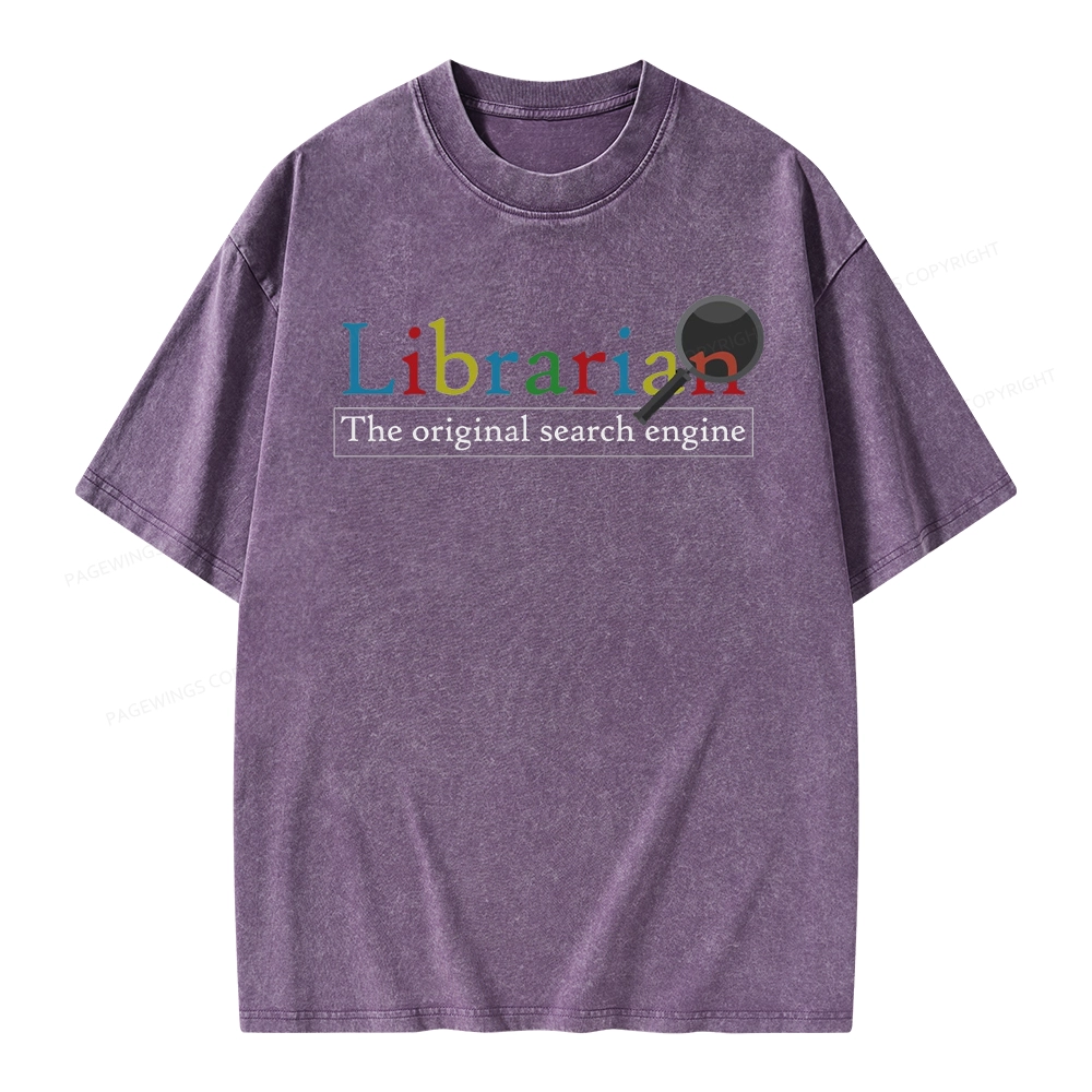 Pagewings The Original Search Engine Librarian Unisex Washed T-shirt