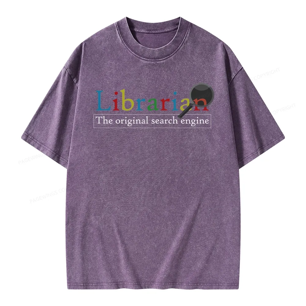 Pagewings The Original Search Engine Librarian Unisex Washed T-shirt