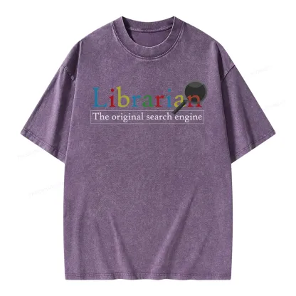 Pagewings The Original Search Engine Librarian Unisex Washed T-shirt