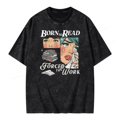 Pagewings Born To Read Bookish Unisex Washed T-shirt