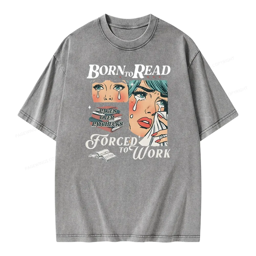 Pagewings Born To Read Bookish Unisex Washed T-shirt