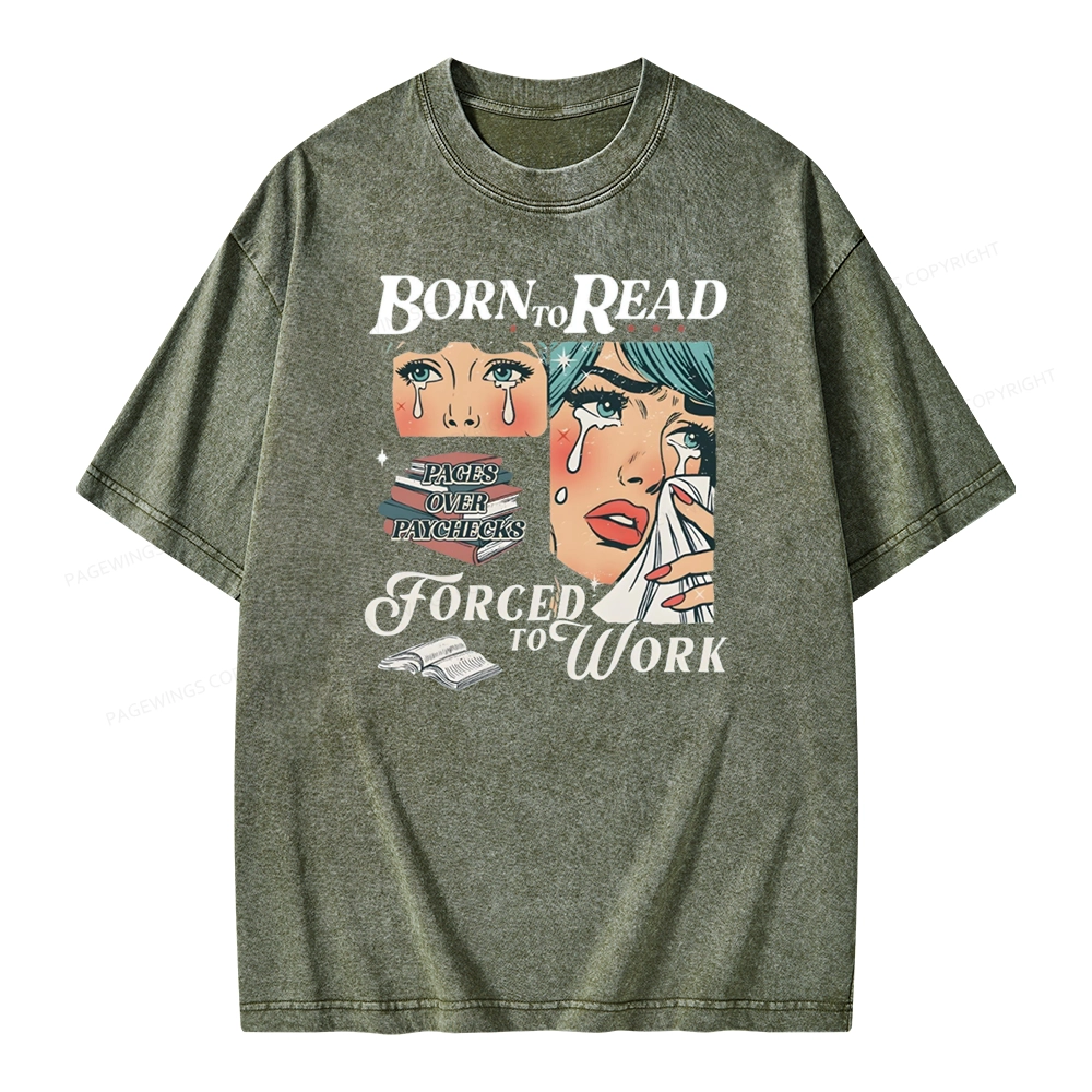 Pagewings Born To Read Bookish Unisex Washed T-shirt