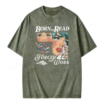 Pagewings Born To Read Bookish Unisex Washed T-shirt