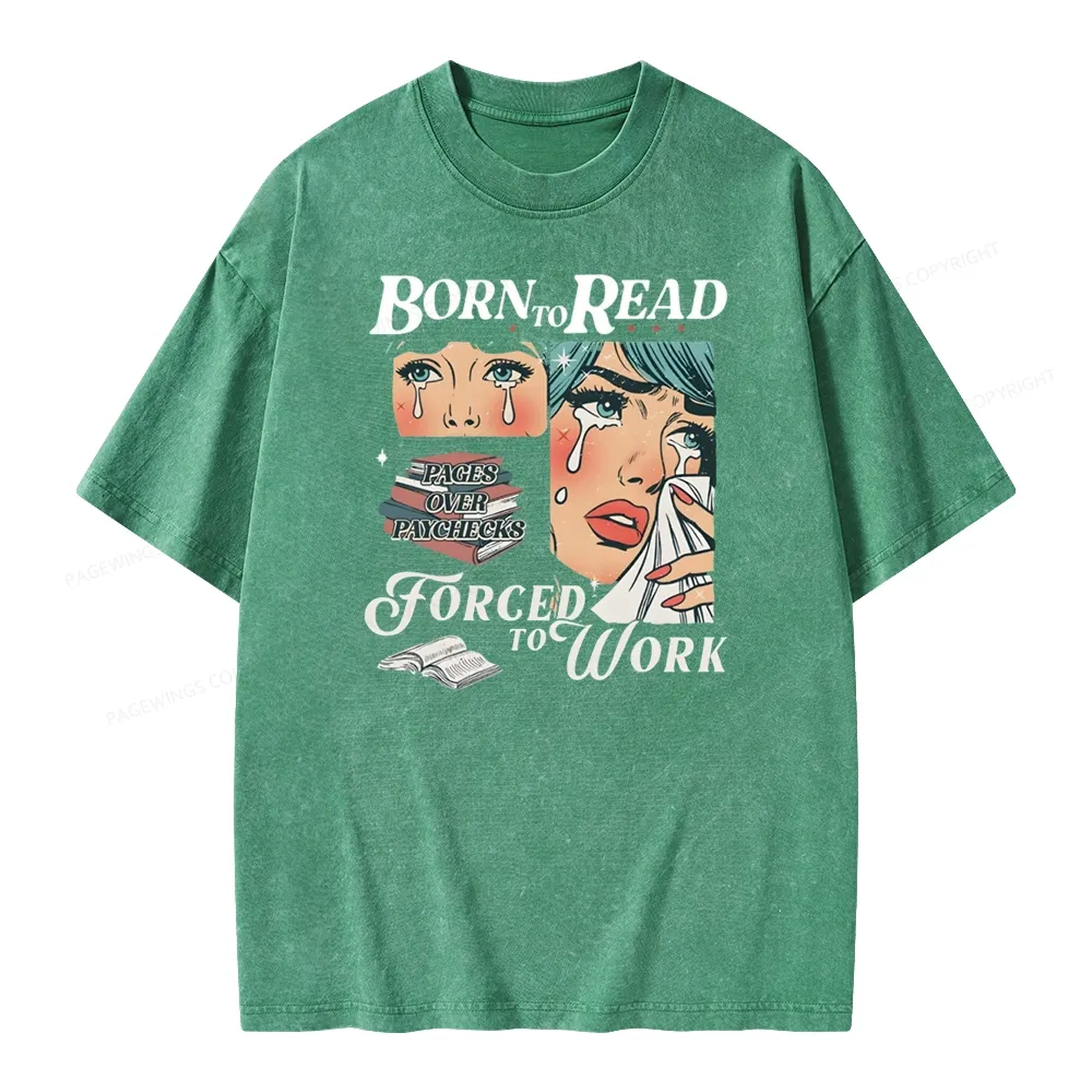 Pagewings Born To Read Bookish Unisex Washed T-shirt