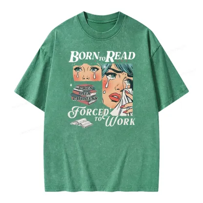Pagewings Born To Read Bookish Unisex Washed T-shirt