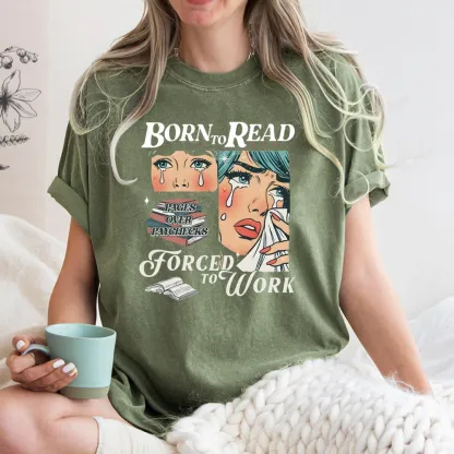 Pagewings Born To Read Bookish Unisex Washed T-shirt
